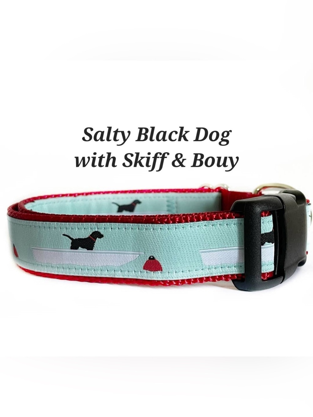 Salty Black Lab with Skiff & Bouy Dog Collar and Leash Duo